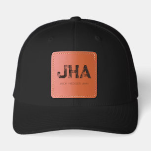 MINIMALIST BLACK THREE LETTER MONOGRAM NAME CLEAN LEATHER PATCH HAT