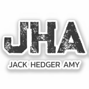 MINIMALIST BLACK THREE LETTER MONOGRAM NAME CLEAR STICKER