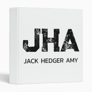 MINIMALIST BLACK THREE LETTER MONOGRAM NAME WHITE 3 RING BINDER
