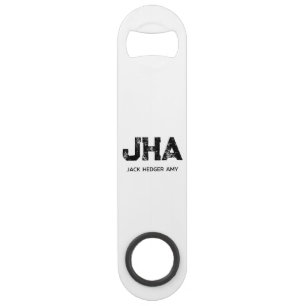 MINIMALIST BLACK THREE LETTER MONOGRAM NAME WHITE BAR KEY