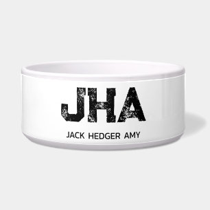 MINIMALIST BLACK THREE LETTER MONOGRAM NAME WHITE BOWL