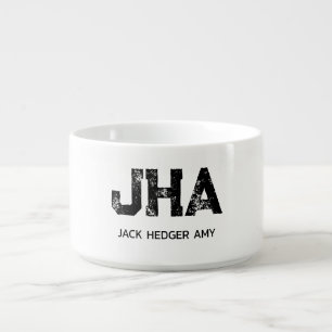 MINIMALIST BLACK THREE LETTER MONOGRAM NAME WHITE BOWL
