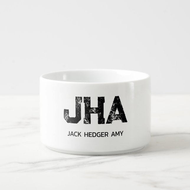 MINIMALIST BLACK THREE LETTER MONOGRAM NAME WHITE BOWL (Center)