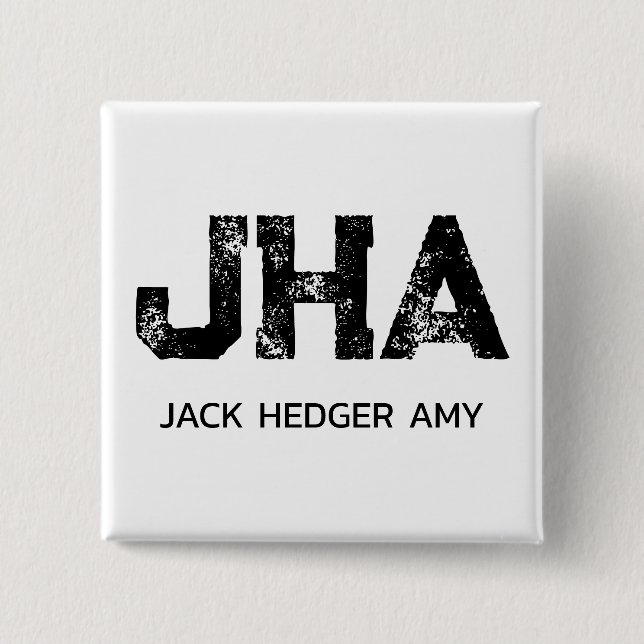 MINIMALIST BLACK THREE LETTER MONOGRAM NAME WHITE BUTTON (Front)