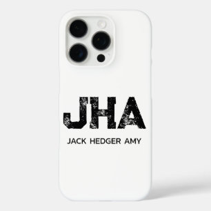 MINIMALIST BLACK THREE LETTER MONOGRAM NAME WHITE iPhone 16 PRO CASE