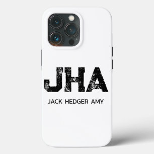 MINIMALIST BLACK THREE LETTER MONOGRAM NAME WHITE  iPhone 13 PRO CASE
