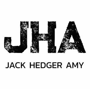 MINIMALIST BLACK THREE LETTER MONOGRAM NAME WHITE CUTOUT