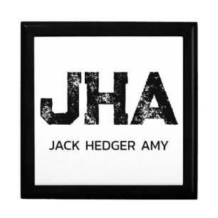 MINIMALIST BLACK THREE LETTER MONOGRAM NAME WHITE GIFT BOX
