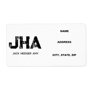 MINIMALIST BLACK THREE LETTER MONOGRAM NAME WHITE LABEL