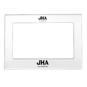 MINIMALIST BLACK THREE LETTER MONOGRAM NAME WHITE MAGNETIC FRAME