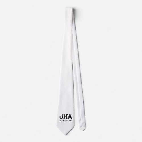 MINIMALIST BLACK THREE LETTER MONOGRAM NAME WHITE NECK TIE