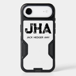 MINIMALIST BLACK THREE LETTER MONOGRAM NAME WHITE iPhone 17 AIR CASE