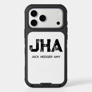 MINIMALIST BLACK THREE LETTER MONOGRAM NAME WHITE iPhone 17 PRO MAX CASE