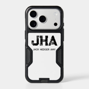 MINIMALIST BLACK THREE LETTER MONOGRAM NAME WHITE iPhone 17 PRO CASE