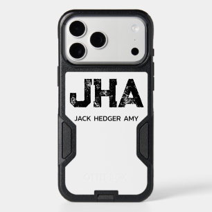 MINIMALIST BLACK THREE LETTER MONOGRAM NAME WHITE iPhone 17 PRO MAX CASE