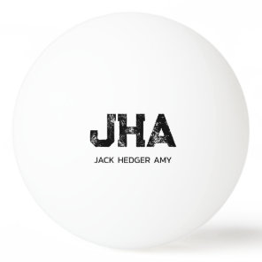 MINIMALIST BLACK THREE LETTER MONOGRAM NAME WHITE PING PONG BALL