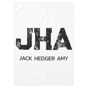 MINIMALIST BLACK THREE LETTER MONOGRAM NAME WHITE TABLECLOTH