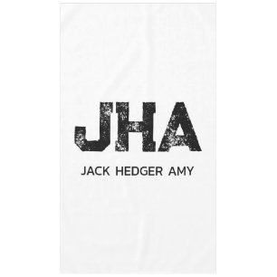 MINIMALIST BLACK THREE LETTER MONOGRAM NAME WHITE TABLECLOTH