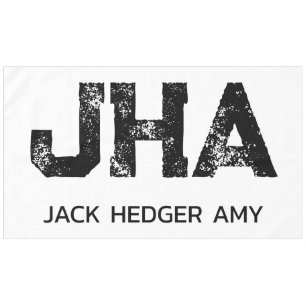 MINIMALIST BLACK THREE LETTER MONOGRAM NAME WHITE TABLECLOTH