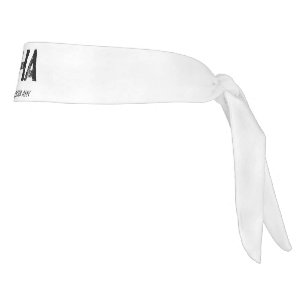 MINIMALIST BLACK THREE LETTER MONOGRAM NAME WHITE TIE HEADBAND