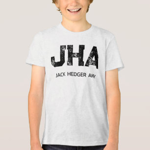 MINIMALIST BLACK THREE LETTER MONOGRAM NAME WHITE Tri-Blend SHIRT