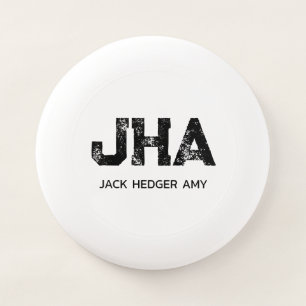 MINIMALIST BLACK THREE LETTER MONOGRAM NAME WHITE Wham-O FRISBEE