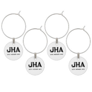 MINIMALIST BLACK THREE LETTER MONOGRAM NAME WHITE WINE CHARM