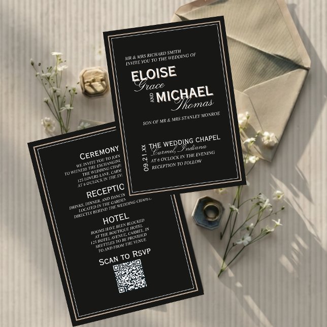 Minimalist Black Tie Formal Wedding Invitation (Minimalist Black Tie Formal Wedding Invitation)