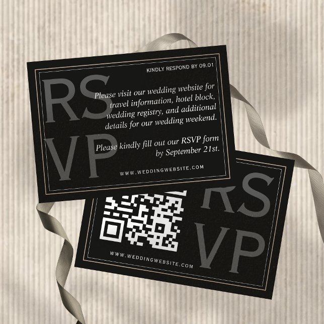 Minimalist Black Tie Formal Wedding QR Code RSVP Card (Minimalist Black Tie Formal Wedding QR Code RSVP Card)