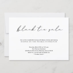 Minimalist Black Tie Gala Invitation | Zazzle