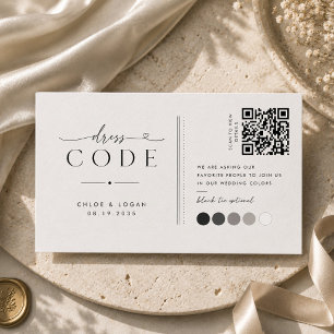Minimalist Black Tie Wedding Color Guide QR Enclosure Card