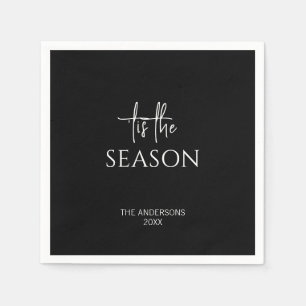 Minimalist Black Tis The Season Christmas Holiday Napkins