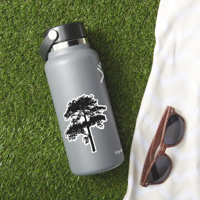 Minimalist black tree silhouette sticker (HydroFlask Insitu)