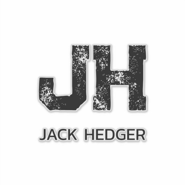 MINIMALIST BLACK TWO LETTER MONOGRAM NAME CLEAR STICKER (Front)
