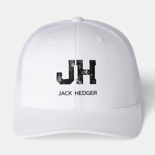 MINIMALIST BLACK TWO LETTER MONOGRAM NAME WHITE