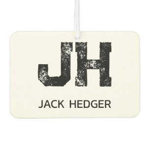 MINIMALIST BLACK TWO LETTER MONOGRAM NAME WHITE AIR FRESHENER