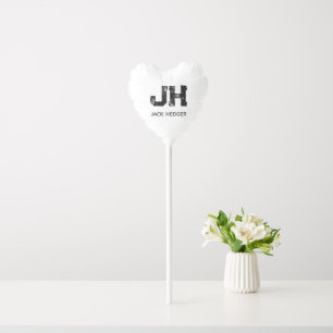 MINIMALIST BLACK TWO LETTER MONOGRAM NAME WHITE BALLOON