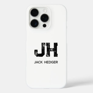 MINIMALIST BLACK TWO LETTER MONOGRAM NAME WHITE iPhone 16 PRO CASE