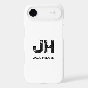 MINIMALIST BLACK TWO LETTER MONOGRAM NAME WHITE iPhone 17 AIR CASE