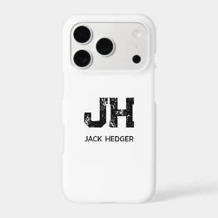 MINIMALIST BLACK TWO LETTER MONOGRAM NAME WHITE iPhone 17 PRO CASE