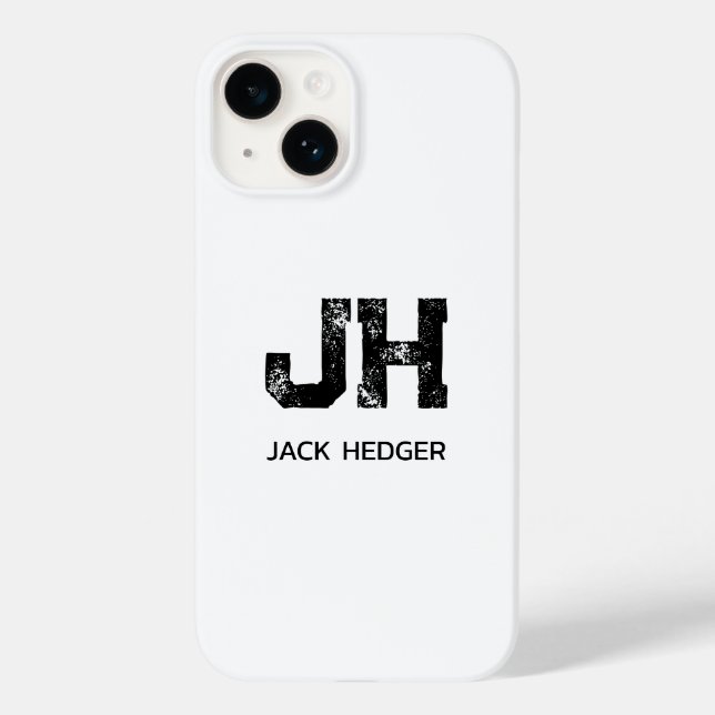 MINIMALIST BLACK TWO LETTER MONOGRAM NAME WHITE Case-Mate iPhone CASE (Back)