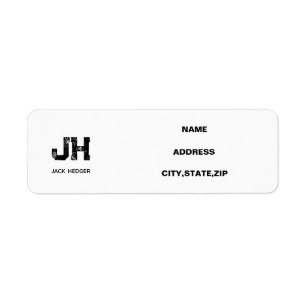MINIMALIST BLACK TWO LETTER MONOGRAM NAME WHITE LABEL