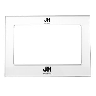 MINIMALIST BLACK TWO LETTER MONOGRAM NAME WHITE MAGNETIC FRAME