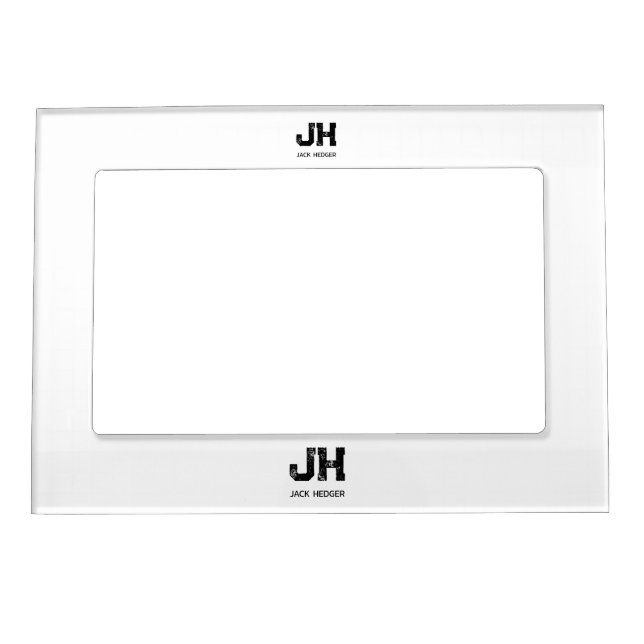 MINIMALIST BLACK TWO LETTER MONOGRAM NAME WHITE MAGNETIC FRAME (Front)