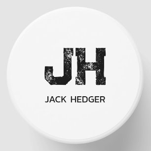 MINIMALIST BLACK TWO LETTER MONOGRAM NAME WHITE MINI CANDLE FAVORS