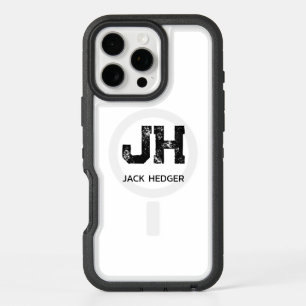 MINIMALIST BLACK TWO LETTER MONOGRAM NAME WHITE iPhone 16 PRO MAX CASE