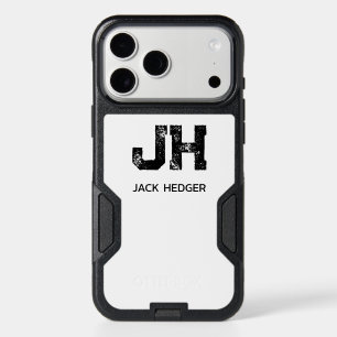 MINIMALIST BLACK TWO LETTER MONOGRAM NAME WHITE iPhone 17 PRO MAX CASE
