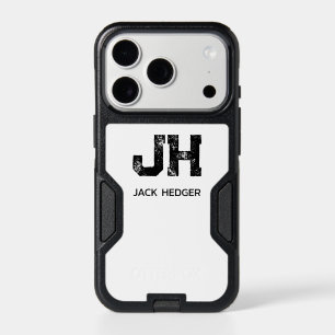 MINIMALIST BLACK TWO LETTER MONOGRAM NAME WHITE iPhone 17 PRO CASE