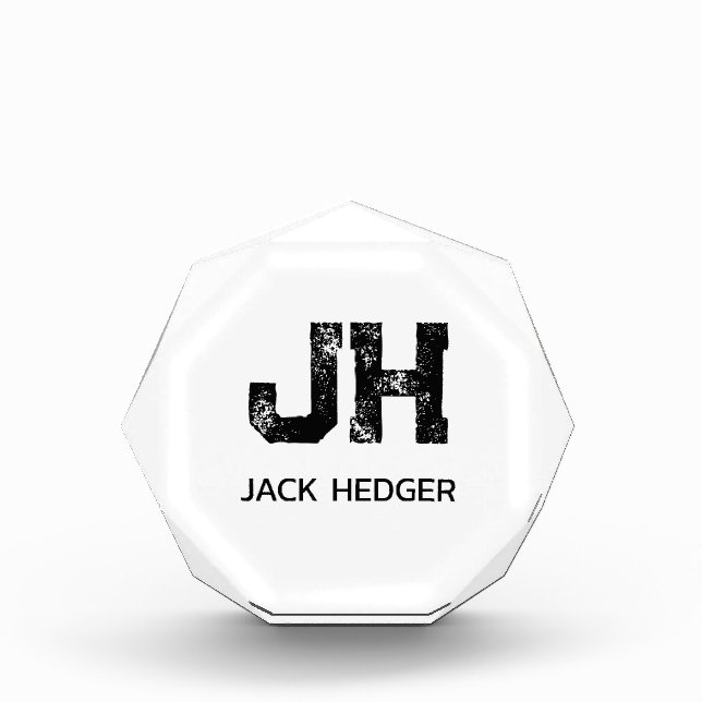 MINIMALIST BLACK TWO LETTER MONOGRAM NAME WHITE PHOTO BLOCK (Front)