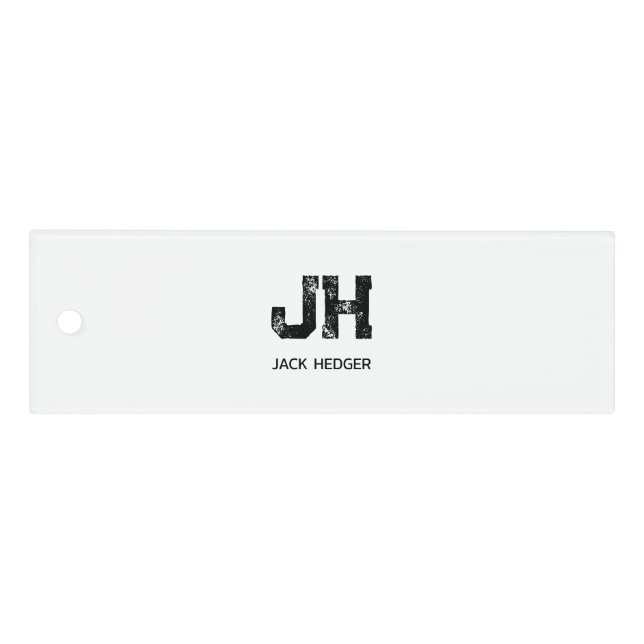 MINIMALIST BLACK TWO LETTER MONOGRAM NAME WHITE RULER (Front)